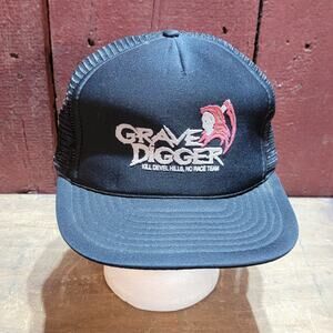 Rare VTG 90s Grave Digger Monster Truck Racing Snapback Hat Devil Hills Error 👀